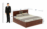 Dotwork Solid Sheesham Wood Bed With Four Drawers (Queen Size, Natural Finish)